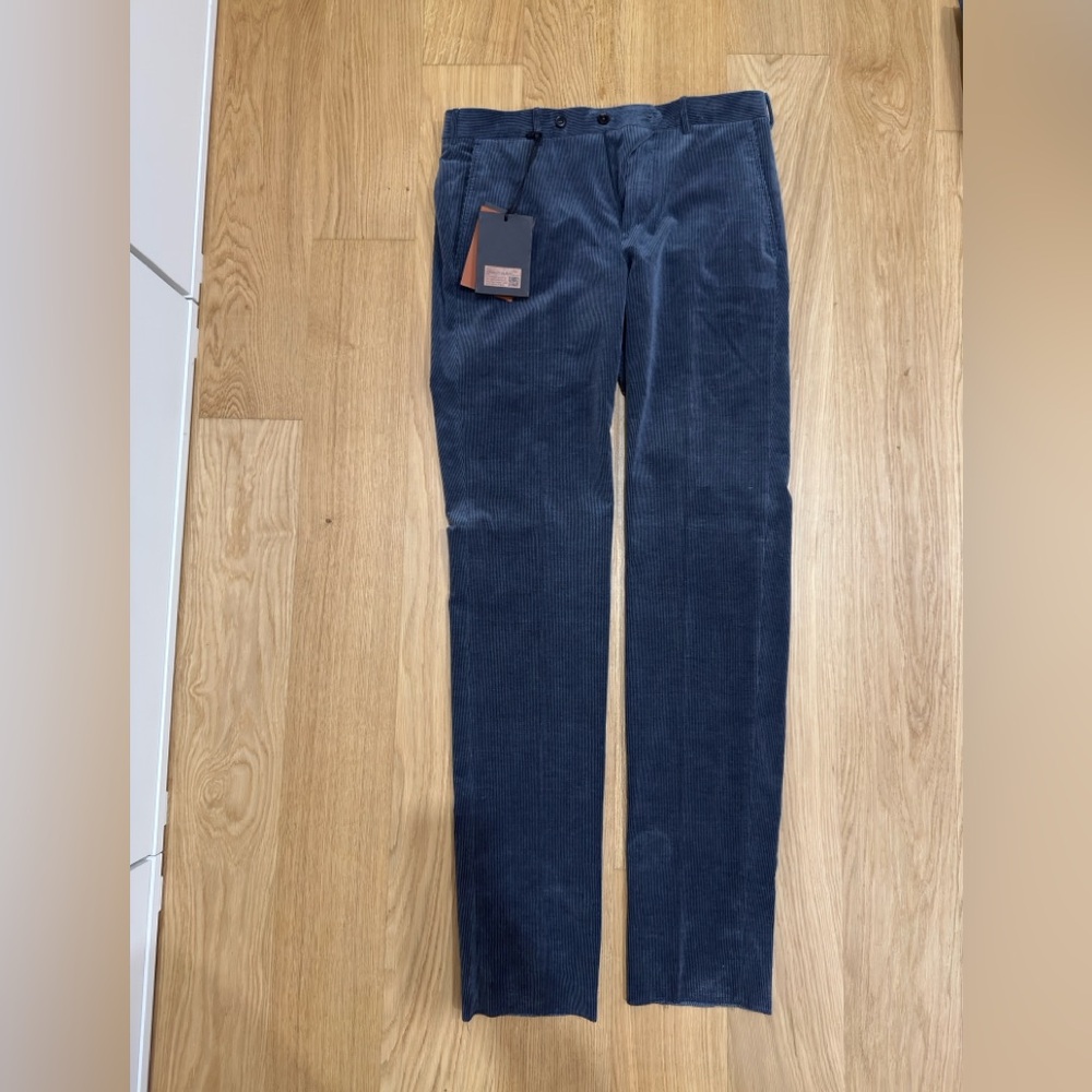ZEGNA ‘Cashco’ Roccia City Fit Corduroy 5-Pocket Jean Pants Blue 32 (48EU)  NWT